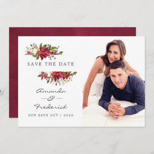 Invitation Aquarelle Floral Noël Mariage Enregistrer la date
