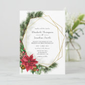 Invitation Aquarelle Floral Noël Mariage géométrique (Debout devant)