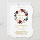 Invitation Aquarelle Floral Noël Party Or BR (Devant)