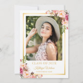 Invitation Aquarelle Floral Nurse Diplômé Photo (Dos)