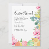 Invitation Aquarelle Floral Oeuf de Pâques Lapin de Pâques Br (Devant)