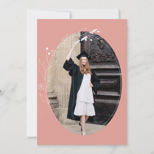 Invitation Aquarelle Floral Pampas minimum Graduation (Dos)