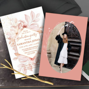 Invitation Aquarelle Floral Pampas minimum Graduation