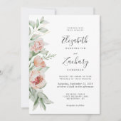 Invitation Aquarelle Floral Peach Blush Mariage (Devant)
