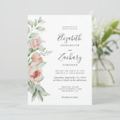 Invitation Aquarelle Floral Peach Blush Mariage (Debout devant)