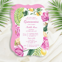 Aquarelle Floral Peonps Tulipes Lemon Quinceañera