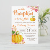 Invitation Aquarelle Floral Petite fille Citrouille Anniversa (Debout devant)
