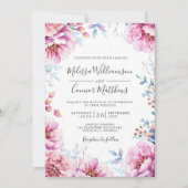 Invitation Aquarelle Floral Pink Peony Mariage (Devant)