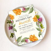 Invitation Aquarelle Floral pivoies brunch de la mère