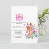 Invitation Aquarelle Floral Ponny 18e anniversaire (Debout devant)