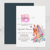 Invitation Aquarelle Floral Ponny 18e anniversaire (Devant / Derrière)