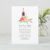 Invitation Aquarelle Floral Pop Fizz Clink Fête des mariées (Debout devant)