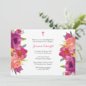 Invitation Aquarelle Floral Première communion personnalisée (Debout devant)