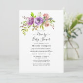 Invitation Aquarelle floral printemps passage en revue douche (Debout devant)