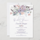 Invitation Aquarelle Floral Purple Blush Fête des mariées (Devant)