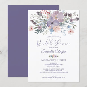 Invitation Aquarelle Floral Purple Blush Fête des mariées