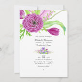 Invitation Aquarelle Floral QR Code RSVP Printemps Mariage (Devant)