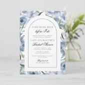 Invitation Aquarelle Floral Quelque chose de bleu Fête des ma (Debout devant)