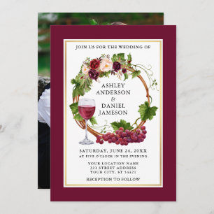 Invitation Aquarelle Floral Raisins Mariage photo Wreath