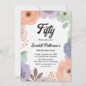 Invitation Aquarelle Floral Romantique Abstrait 50e anniversa (Devant)