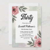 Invitation Aquarelle Floral Romantique Rustique 30e anniversa (Devant)