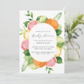 Invitation Aquarelle Floral rose Baby shower vert (Debout devant)