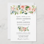 Invitation Aquarelle Floral Rose Blush Mariage élégant (Devant)