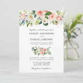 Invitation Aquarelle Floral Rose Blush Mariage élégant (Debout devant)
