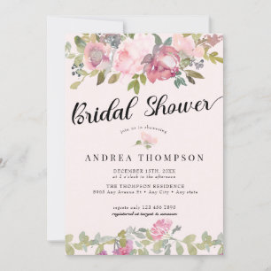 Invitation Aquarelle Floral Rose Bride