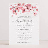 Invitation Aquarelle Floral rose cerisier Mariage