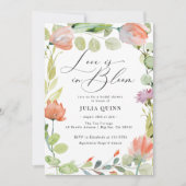 Invitation Aquarelle Floral rose Fête des mariées verte (Devant)