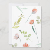 Invitation Aquarelle Floral rose Fête des mariées verte (Dos)