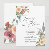 Invitation Aquarelle Floral rose Fête des mariées verte (Devant / Derrière)