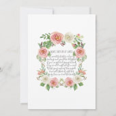 Invitation Aquarelle Floral rose Fleurs blanches Bébé arroser (Dos)