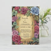Invitation Aquarelle Floral Rose Jardin Mariage élégant (Debout devant)