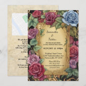 Invitation Aquarelle Floral Rose Jardin Mariage élégant (Devant / Derrière)