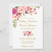 Invitation Aquarelle Floral rose or Mariage photo (Devant)