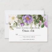 Invitation Aquarelle Floral Rose Peony Foliage Lavande RSVP (Devant)