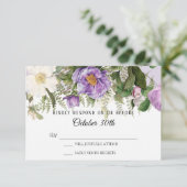 Invitation Aquarelle Floral Rose Peony Foliage Lavande RSVP (Debout devant)