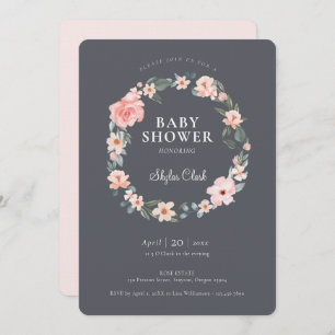 Invitation Aquarelle Floral Rose & Sage Baby shower verdoyant