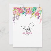 Invitation Aquarelle Floral rose Succulents Baby shower (Dos)