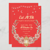 Invitation Aquarelle Floral Rouge Arrière - plan (Devant / Derrière)