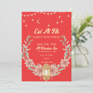 Invitation Aquarelle Floral Rouge Arrière - plan