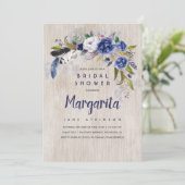 Invitation Aquarelle Floral Rustic Navy Fête des mariées (Debout devant)