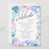 Invitation Aquarelle Floral & Rustic Wood Wedding Réception (Devant)