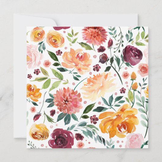 Invitation Aquarelle Floral Rustique Mariage (Dos)