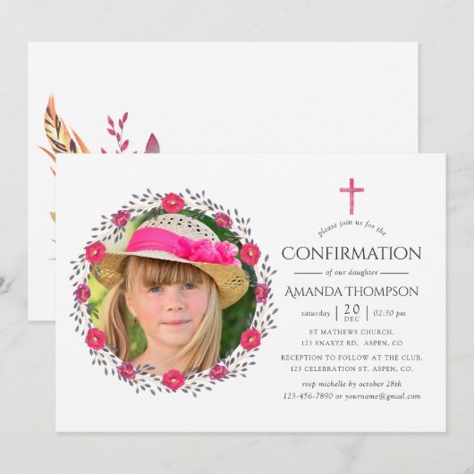 Invitation Aquarelle Floral Safari Confirmation (Devant / Derrière)