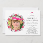 Invitation Aquarelle Floral Safari Première Communion Sainte (Devant)