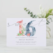 Invitation Aquarelle floral script argent sweet sixteen (Debout devant)