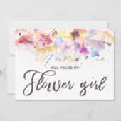 Invitation Aquarelle Floral Serez-vous ma fille Flower (Devant)